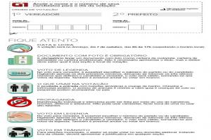 Imprima e preencha papel com os números dos seus candidatos