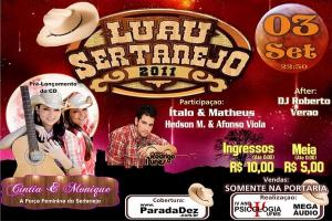 Lual Sertanejo 2011 amanhã no Paranaíba Tênis Clube